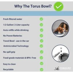 Torus Pet Filtered Dog & Cat Water Bowl -Dog Supplies 108653 PT5. AC SS1800 V1676903620
