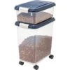 IRIS USA 2-Piece WeatherPro Airtight Stackable Dog Cat & Bird Food Pet Food Storage Container Combo & Treat Box, Navy, 35-lb -Dog Supplies 116487 MAIN. AC SS1800 V1680729868