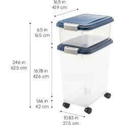 IRIS USA 2-Piece WeatherPro Airtight Stackable Dog Cat & Bird Food Pet Food Storage Container Combo & Treat Box, Navy, 35-lb 11 IRIS USA 2-Piece WeatherPro Airtight Stackable Dog Cat & Bird Food Pet Food Storage Container Combo & Treat Box, Navy, 35-lb -Dog Supplies 116487 PT2. AC SS1800 V1680787451
