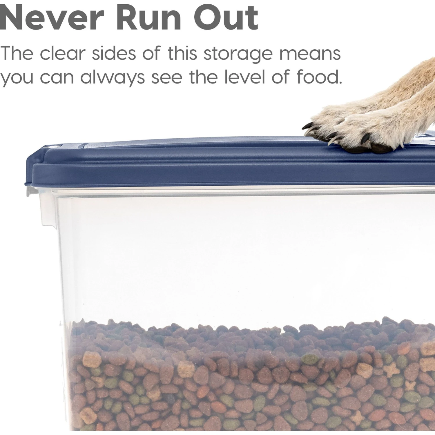 IRIS USA 2-Piece WeatherPro Airtight Stackable Dog Cat & Bird Food Pet Food Storage Container Combo & Treat Box, Navy, 35-lb 9 IRIS USA 2-Piece WeatherPro Airtight Stackable Dog Cat & Bird Food Pet Food Storage Container Combo & Treat Box, Navy, 35-lb - Image 7