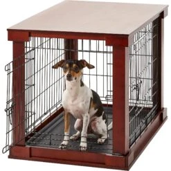 Merry Products Double Door Furniture Style Dog Crate, Mahogany 12 Merry Products Double Door Furniture Style Dog Crate, Mahogany -Dog Supplies 118021 PT3. AC SS1800 V1569020249