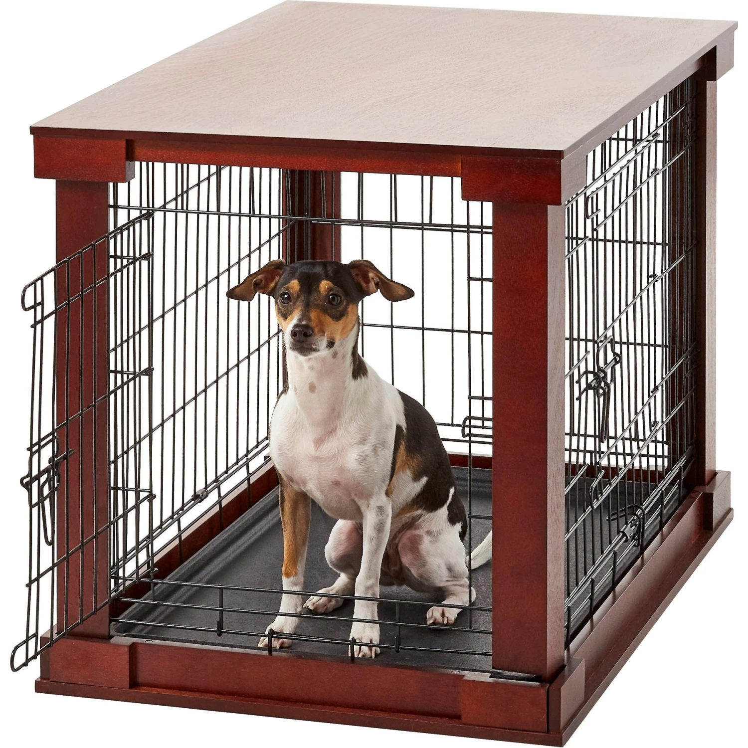 Merry Products Double Door Furniture Style Dog Crate, Mahogany 6 Merry Products Double Door Furniture Style Dog Crate, Mahogany - Image 4