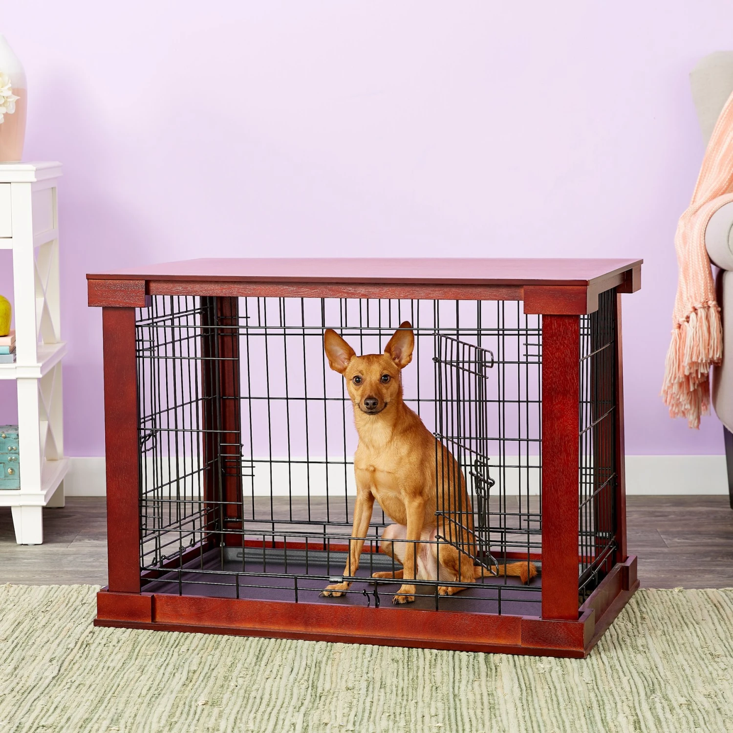 Merry Products Double Door Furniture Style Dog Crate, Mahogany 7 Merry Products Double Door Furniture Style Dog Crate, Mahogany - Image 5