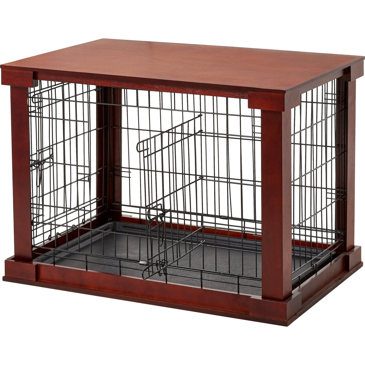 Merry Products Double Door Furniture Style Dog Crate, Mahogany 8 Merry Products Double Door Furniture Style Dog Crate, Mahogany - Image 6