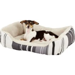 ASPCA Microtech Striped Bolster Dog Bed With Removable Cover 10 ASPCA Microtech Striped Bolster Dog Bed With Removable Cover -Dog Supplies 120508 PT3. AC SS1800 V1566323293