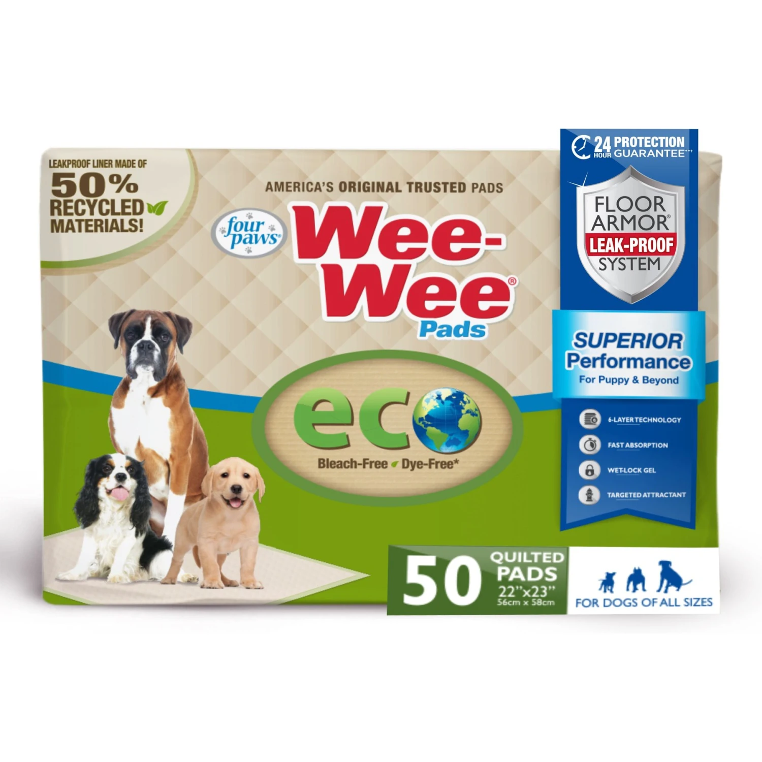 Four Paws Wee-Wee Superior Performance Eco Dog Pee Pads 3 Four Paws Wee-Wee Superior Performance Eco Dog Pee Pads
