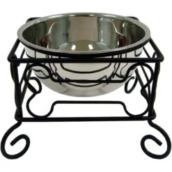 Dog Supplies 18 YML Wrought Iron Stand With Stainless Steel Dog Bowl