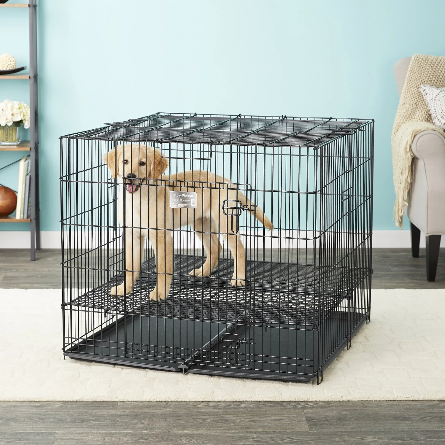 MidWest Double Door Collapsible Wire Puppy Crate 3 MidWest Double Door Collapsible Wire Puppy Crate