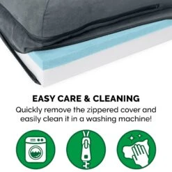 FurHaven Two Tone Faux Fur & Suede Deluxe Chaise Cooling Gel Dog & Cat Bed With Removable Cover -Dog Supplies 176048 PT7. AC SS1800 V1601490980