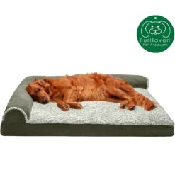 FurHaven Two-Tone Deluxe Chaise Memory Top Cat & Dog Bed With Removable Cover -Dog Supplies 176268 PT3. AC SS1800 V1606796832