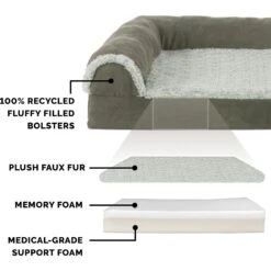 FurHaven Two-Tone Deluxe Chaise Memory Top Cat & Dog Bed With Removable Cover -Dog Supplies 176268 PT5. AC SS1800 V1606786088