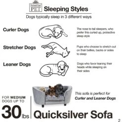 Enchanted Home Pet Quicksilver Sofa Cat & Dog Bed With Removable Cover, Medium, Silver -Dog Supplies 180292 PT2. AC SS1800 V1563226114