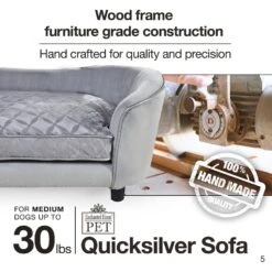Enchanted Home Pet Quicksilver Sofa Cat & Dog Bed With Removable Cover, Medium, Silver -Dog Supplies 180292 PT5. AC SS1800 V1563226048