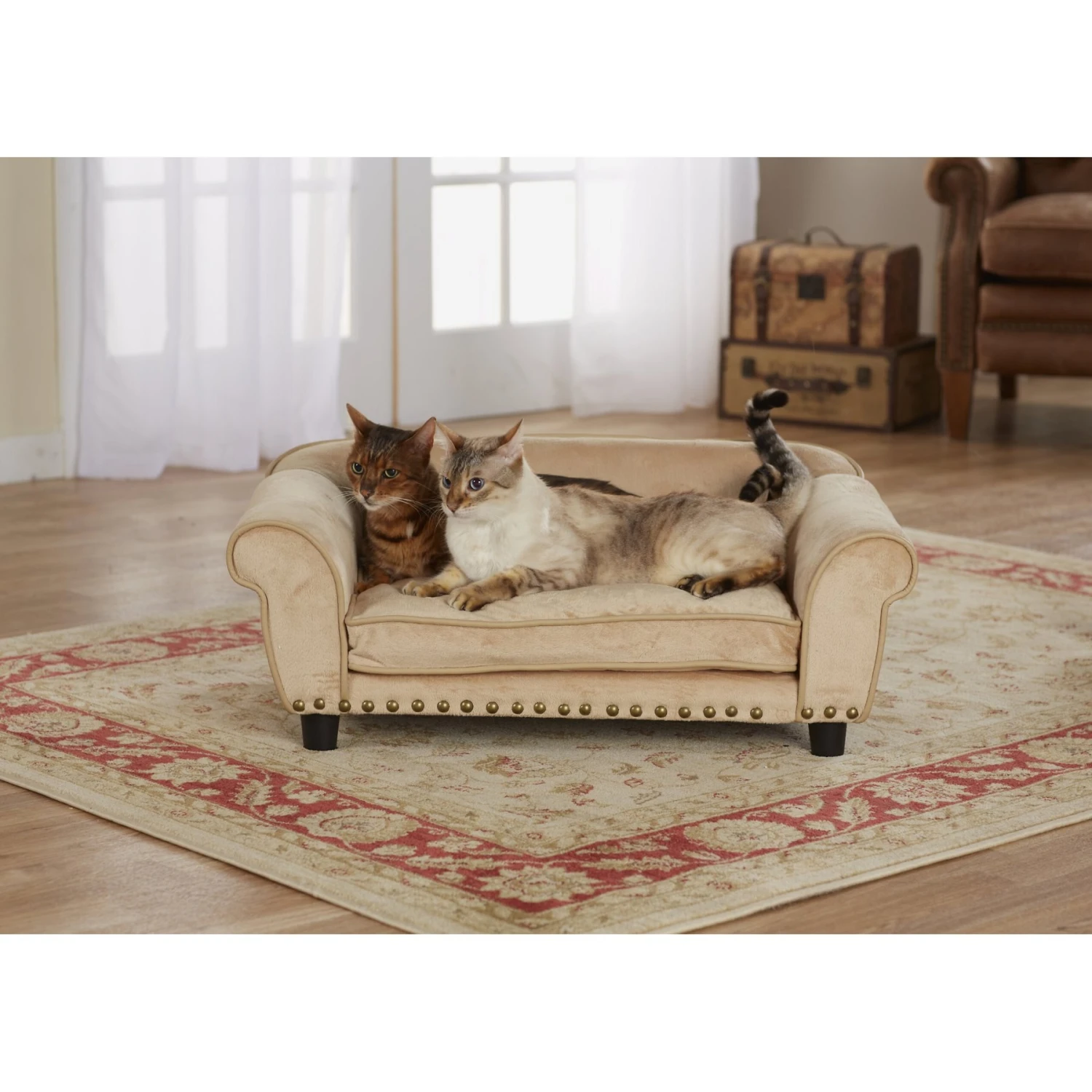 Enchanted Home Pet Dreamcatcher Sofa Cat & Dog Bed With Removable Cover, Caramel, Medium 4 Enchanted Home Pet Dreamcatcher Sofa Cat & Dog Bed With Removable Cover, Caramel, Medium - Image 2