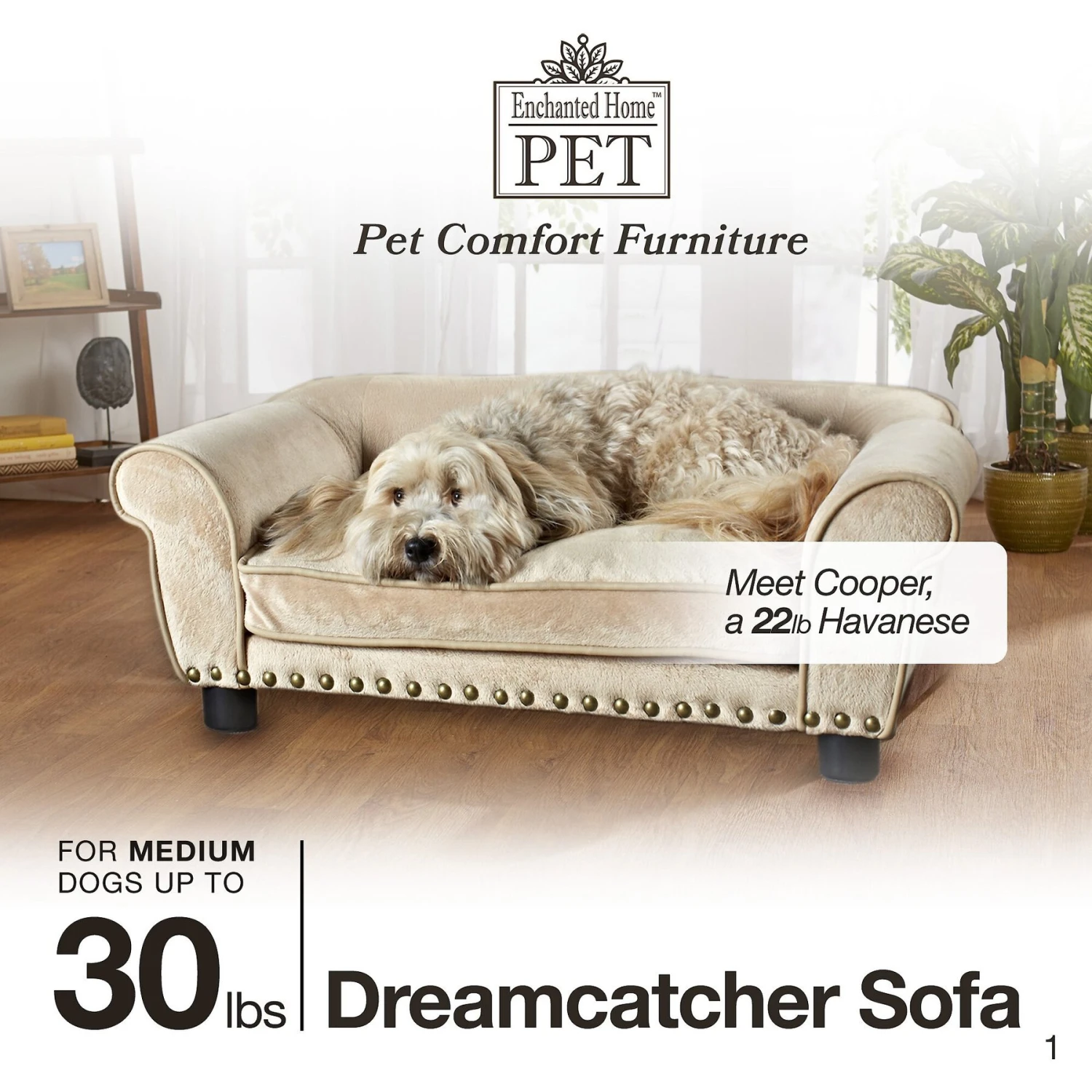 Enchanted Home Pet Dreamcatcher Sofa Cat & Dog Bed With Removable Cover, Caramel, Medium 5 Enchanted Home Pet Dreamcatcher Sofa Cat & Dog Bed With Removable Cover, Caramel, Medium - Image 3