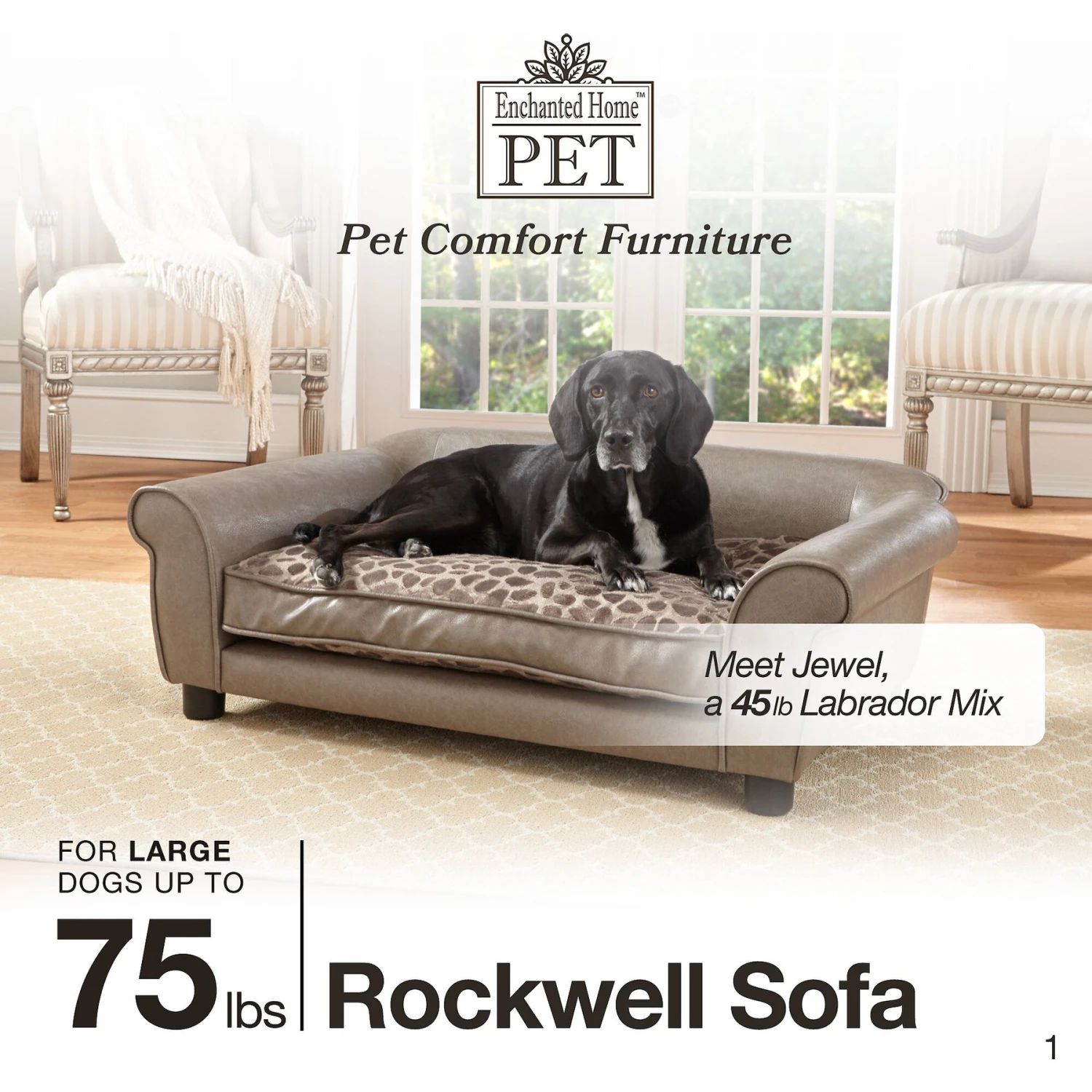 Enchanted Home Pet Rockwell Sofa Dog Bed With Removable Cover, Large, Pewter 7 Enchanted Home Pet Rockwell Sofa Dog Bed With Removable Cover, Large, Pewter - Image 5