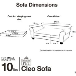 Enchanted Home Pet Cleo Sofa Cat & Dog Bed With Removable Cover, Small -Dog Supplies 180306 PT6. AC SS1800 V1563226392