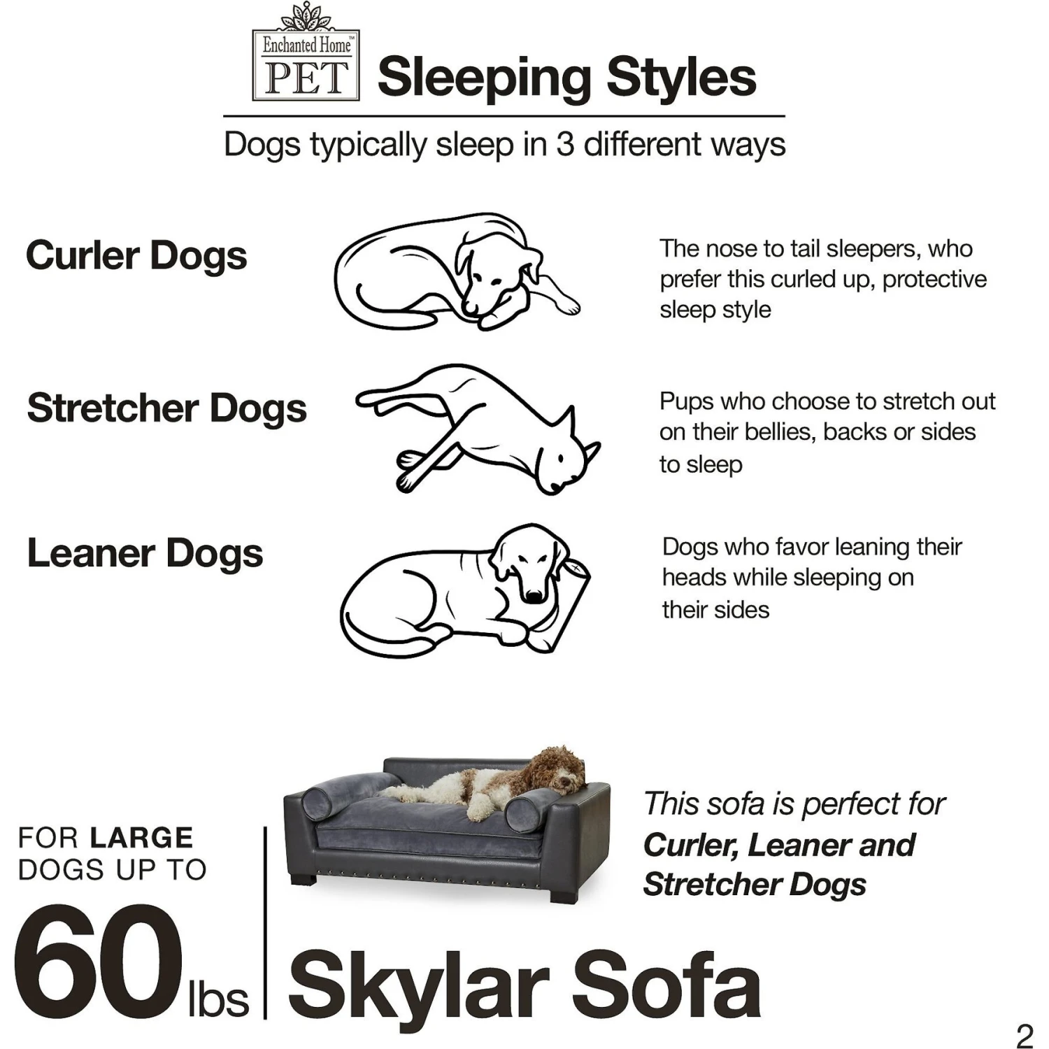 Enchanted Home Pet Skylar Sofa Dog Bed With Removable Cover, Large 8 Enchanted Home Pet Skylar Sofa Dog Bed With Removable Cover, Large - Image 6