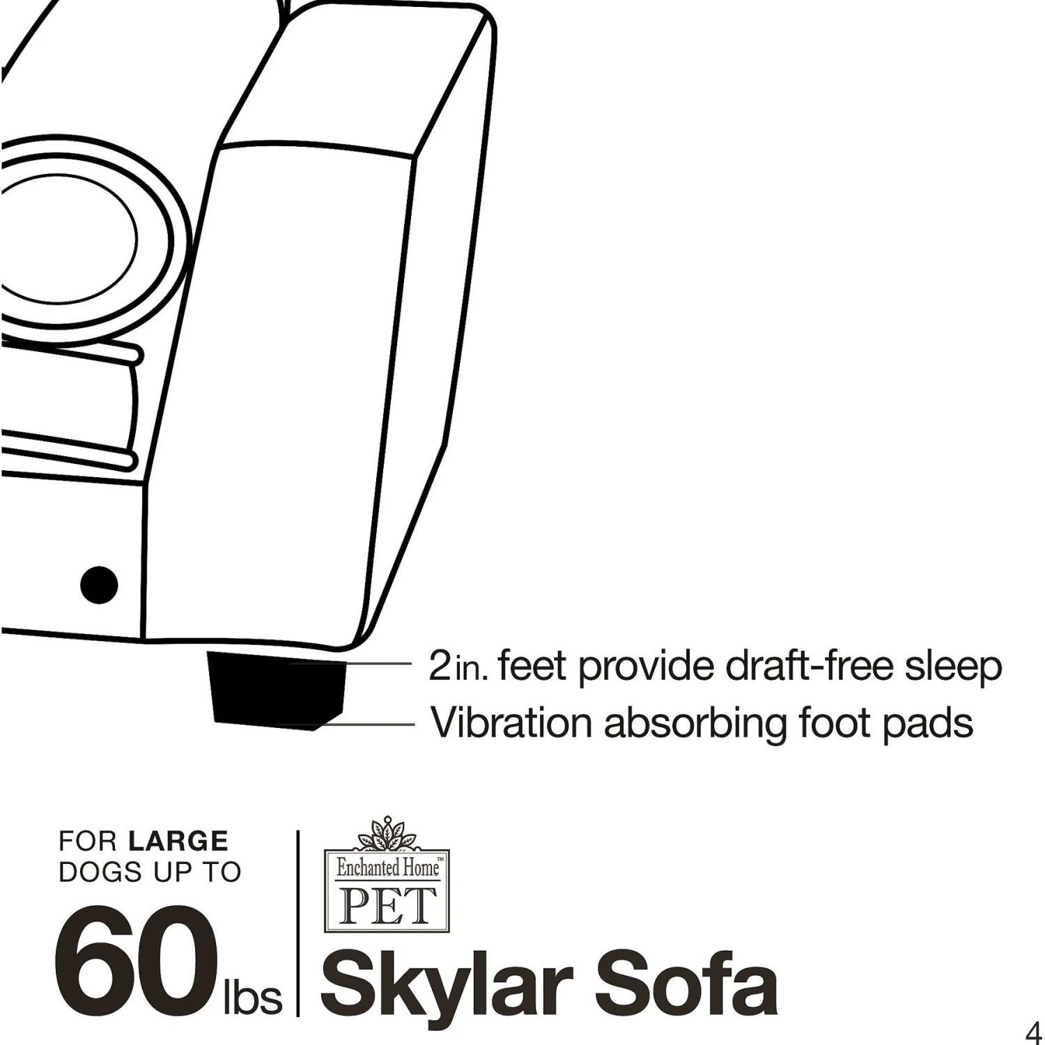 Enchanted Home Pet Skylar Sofa Dog Bed With Removable Cover, Large 10 Enchanted Home Pet Skylar Sofa Dog Bed With Removable Cover, Large - Image 8