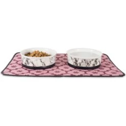 Bone Dry Non-Skid White Marble Ceramic Dog & Cat Bowl Set -Dog Supplies 185447 PT6. AC SS1800 V1599195981
