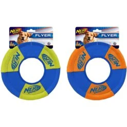 Nerf Dog Flyer Ultraplush Trackshot Toss Tug Ring Dog Toy, 2 Count