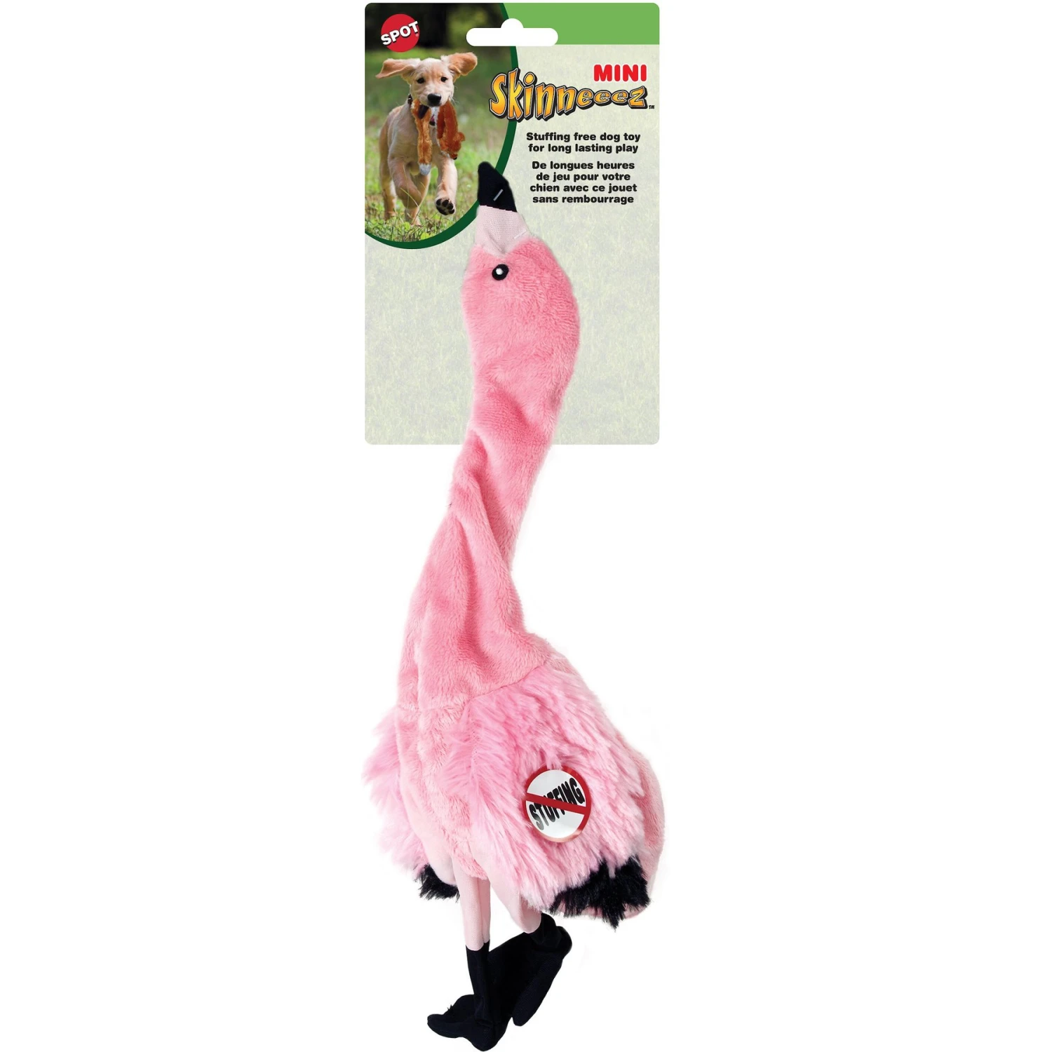 Ethical Pet Mini Skinneeez Pink Flamingo Stuffing-Free Squeaky Plush Dog Toy 3 Ethical Pet Mini Skinneeez Pink Flamingo Stuffing-Free Squeaky Plush Dog Toy
