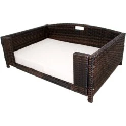 Iconic Pet Rattan Rectangular Sofa Cat & Dog Bed With Removable Cover, Espresso -Dog Supplies 192464 PT1. AC SS1800 V1568755918