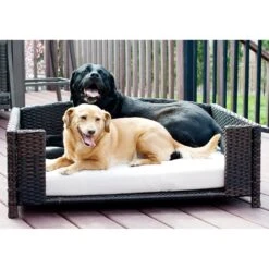 Iconic Pet Rattan Rectangular Sofa Cat & Dog Bed With Removable Cover, Espresso -Dog Supplies 192464 PT3. AC SS1800 V1568755927