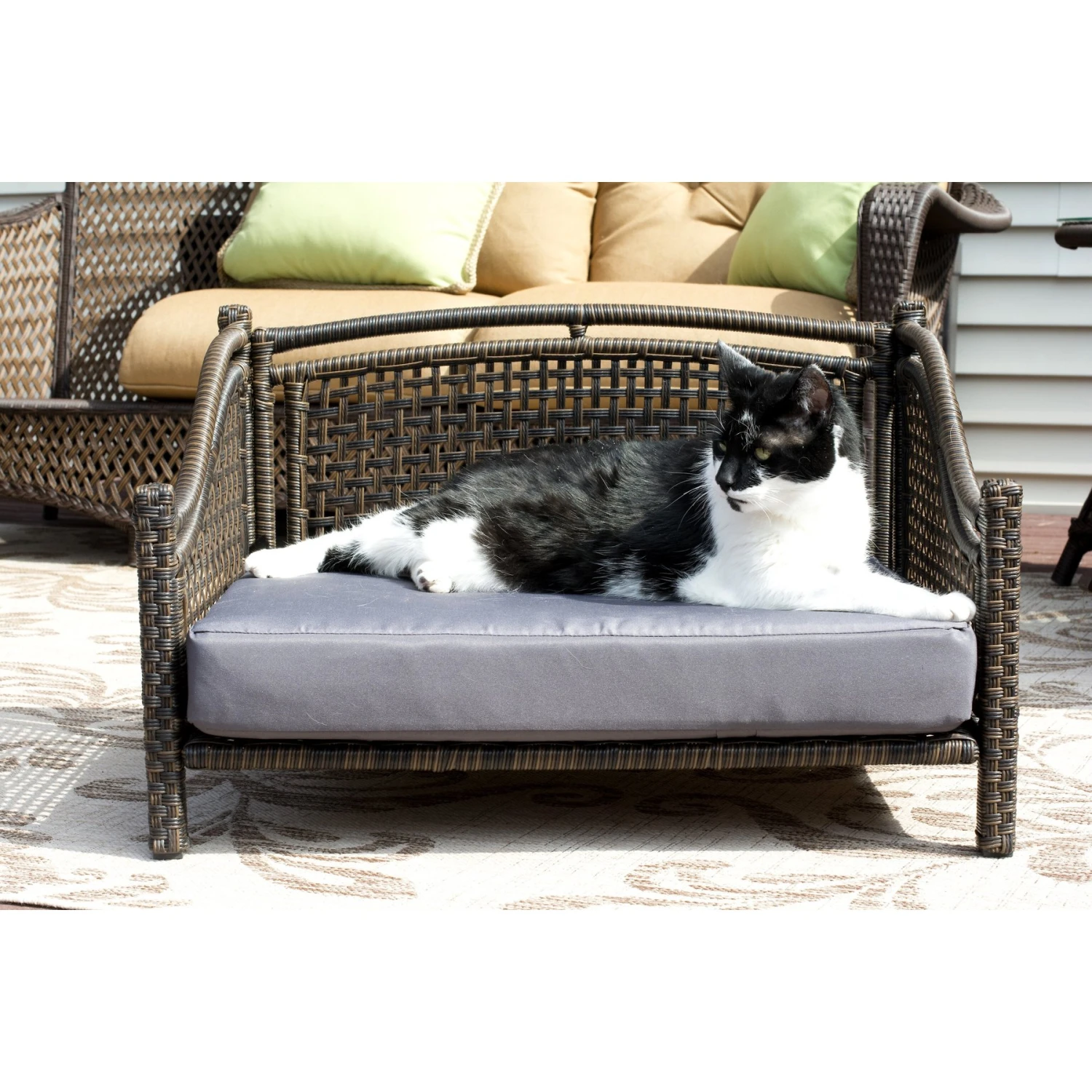 Iconic Pet Maharaja Rattan Sofa Cat & Dog Bed With Removable Cover, Caramel & Mocha 6 Iconic Pet Maharaja Rattan Sofa Cat & Dog Bed With Removable Cover, Caramel & Mocha - Image 4