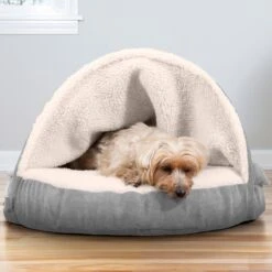 FurHaven Faux Sheepskin Snuggery Memory Top Cat & Dog Bed With Removable Cover