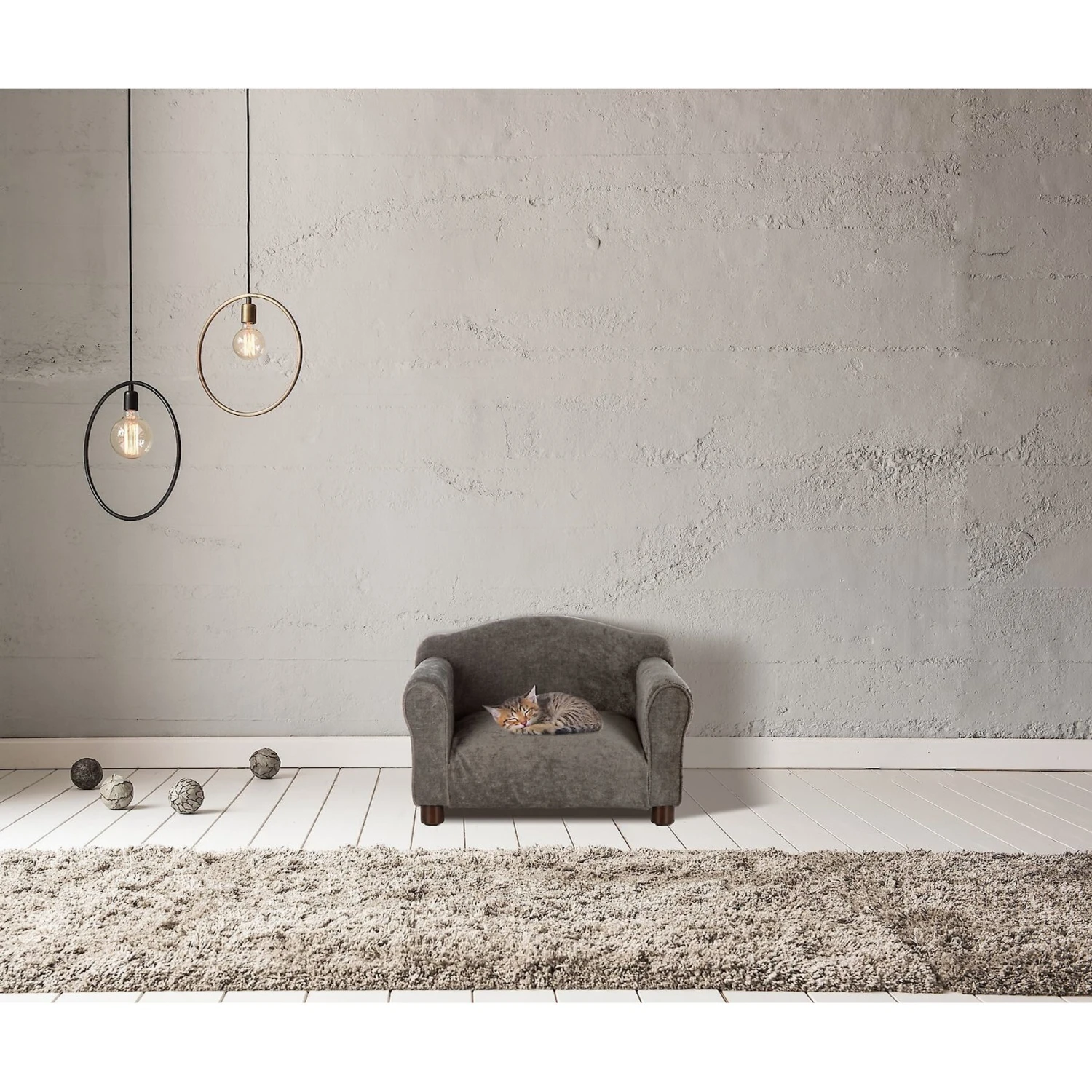 Club Nine Pets Traditional Chair Sofa Cat & Dog Bed, Charcoal 4 Club Nine Pets Traditional Chair Sofa Cat & Dog Bed, Charcoal - Image 2