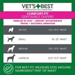 Vet's Best Comfort-Fit Disposable Female Dog Diapers -Dog Supplies 213071 PT7. AC SS1800 V1575652104