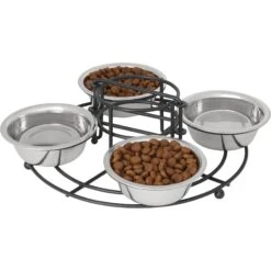 Frisco Multi Pet Feeding 4-Bowls Stainless Steel Dog & Cat Bowls, 0.5 Cup -Dog Supplies 213787 PT2. AC SS1800 V1598450208