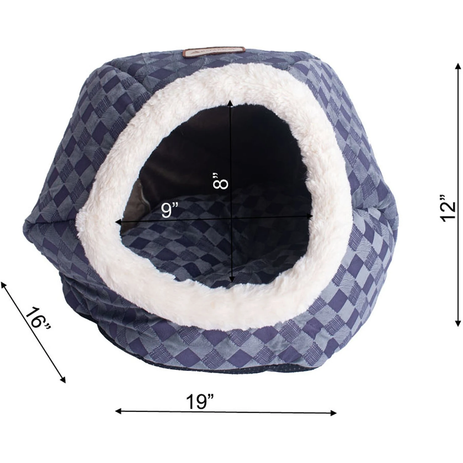 Armarkat Cuddle Cave Dog & Cat Bed, Blue Checkered 4 Armarkat Cuddle Cave Dog & Cat Bed, Blue Checkered - Image 2