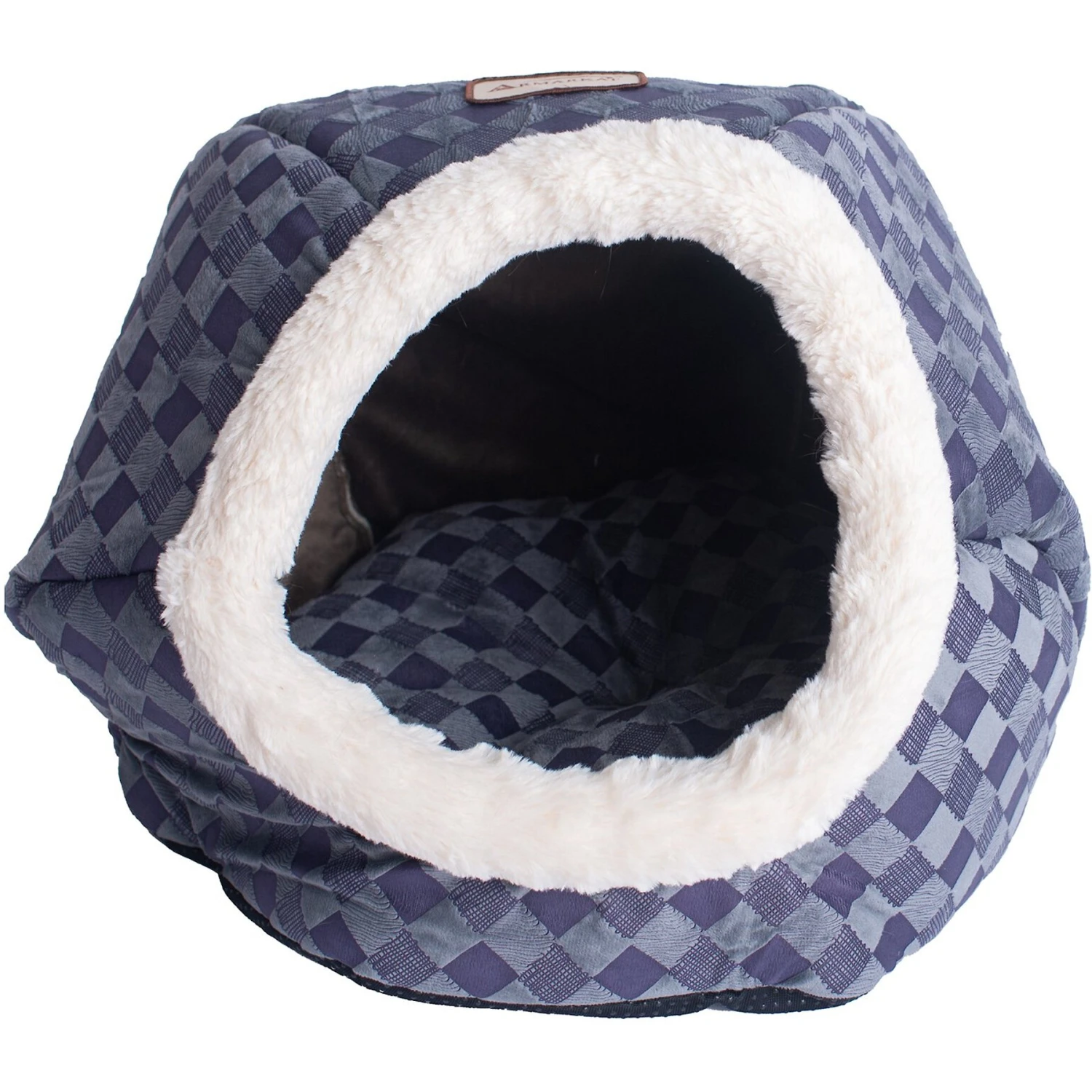 Armarkat Cuddle Cave Dog & Cat Bed, Blue Checkered 5 Armarkat Cuddle Cave Dog & Cat Bed, Blue Checkered - Image 3