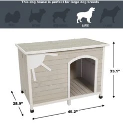 MidWest Eillo Folding Outdoor Wood Dog House, Beige -Dog Supplies 226370 PT7. AC SS1800 V1583958816