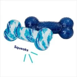 Frisco Retro Denim & Swirl TPR Bone Squeaky Dog Toy -Dog Supplies 230341 PT2. AC SS1800 V1695748841