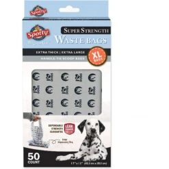 Spotty Extra-Thick Tie-Handle Dog Poop Bags, X-Large, 50 Count