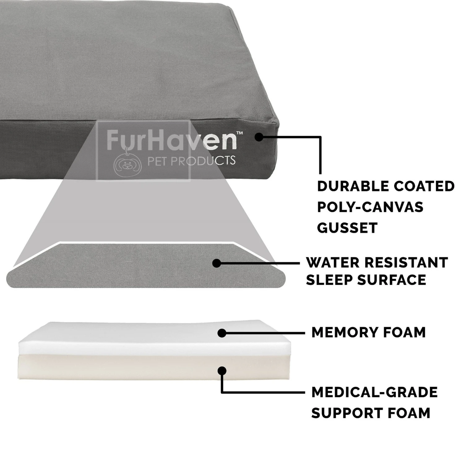 FurHaven Deluxe Oxford Memory Foam Indoor/Outdoor Dog & Cat Bed With Removable Cover 8 FurHaven Deluxe Oxford Memory Foam Indoor/Outdoor Dog & Cat Bed With Removable Cover - Image 6
