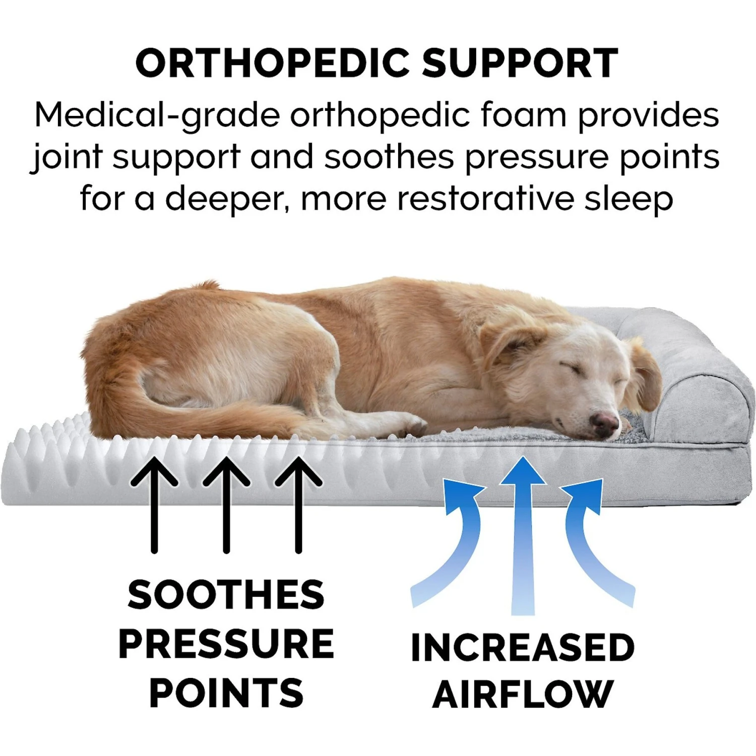 FurHaven Orthopedic Plush & Suede Sofa Dog & Cat Bed & Blanket, Gray, Large 9 FurHaven Orthopedic Plush & Suede Sofa Dog & Cat Bed & Blanket, Gray, Large - Image 7