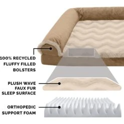FurHaven Wave Fur & Velvet Orthopedic Deluxe Chaise Dog & Cat Bed -Dog Supplies 244378 PT5. AC SS1800 V1611070473