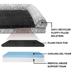 FurHaven Southwest Kilim Cooling Gel Deluxe Chaise Dog & Cat Bed -Dog Supplies 244452 PT5. AC SS1800 V1602315961