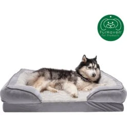 FurHaven Velvet Waves Perfect Comfort Memory Foam Bolster Cat & Dog Bed With Removable Cover -Dog Supplies 244642 PT3. AC SS1800 V1602828973