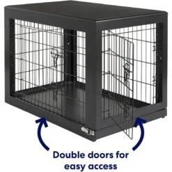 Frisco Double Door Furniture Style Dog Crate, Black -Dog Supplies 253026 PT3. AC SS1800 V1615840384