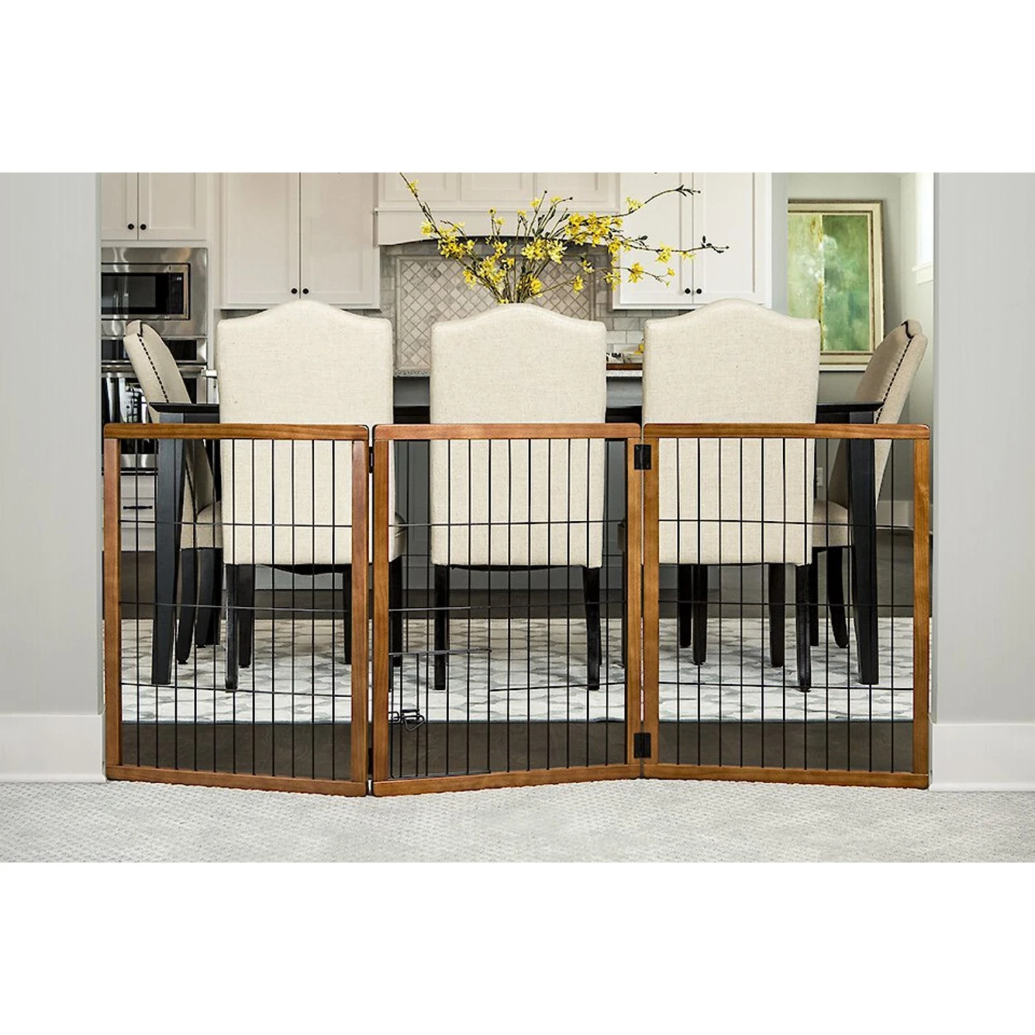 Carlson Pet Products 28-in Extra Tall Freestanding Dog Gate, Brown, Large 4 Carlson Pet Products 28-in Extra Tall Freestanding Dog Gate, Brown, Large - Image 2