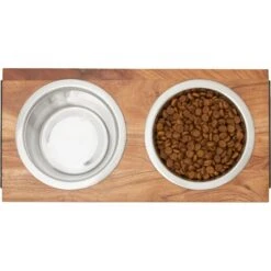 Frisco Wood Elevated Non-Skid Stainless Steel Double Diner Dog & Cat Bowl 10 Frisco Wood Elevated Non-Skid Stainless Steel Double Diner Dog & Cat Bowl -Dog Supplies 257143 PT2. AC SS1800 V1615310833