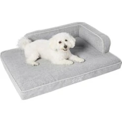 Frisco Faux Linen Corner Personalized Bolster Dog Bed W/Removable Cover, Harbour Blue, L -Dog Supplies 262160 PT2. AC SS1800 V1615568489