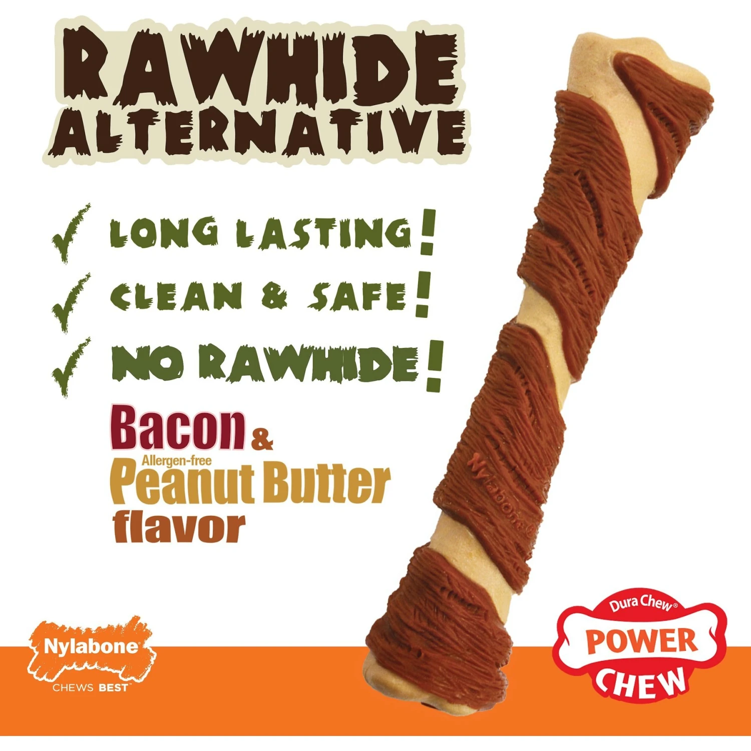 Nylabone Power Chew Alternative Pork Hide Bone Dog Chew Toy 4 Nylabone Power Chew Alternative Pork Hide Bone Dog Chew Toy - Image 2