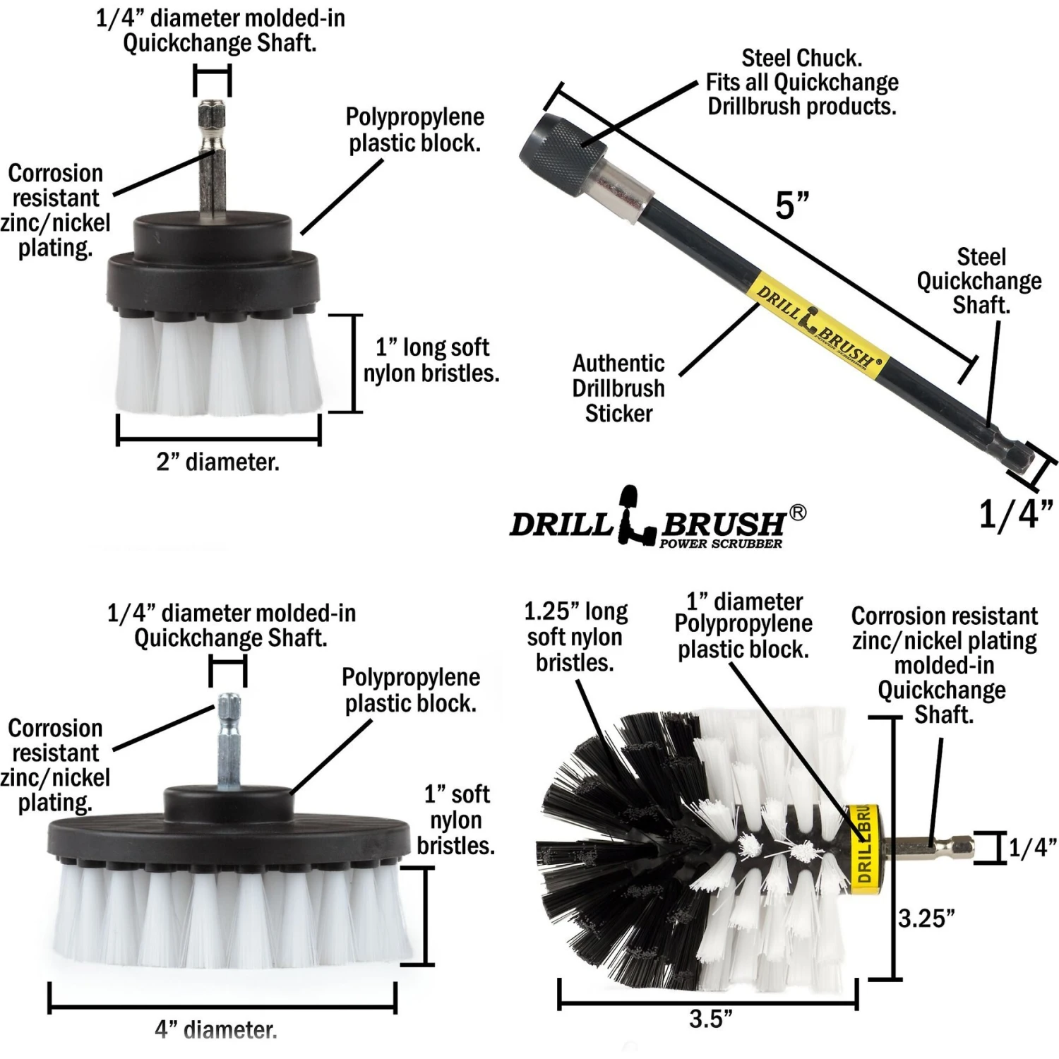 Drillbrush Power Scrubber 3-Piece Pet Hair Remover Brush Kit & Long Reach Extension, Soft Bristle Drill Brush 7 Drillbrush Power Scrubber 3-Piece Pet Hair Remover Brush Kit & Long Reach Extension, Soft Bristle Drill Brush - Image 5