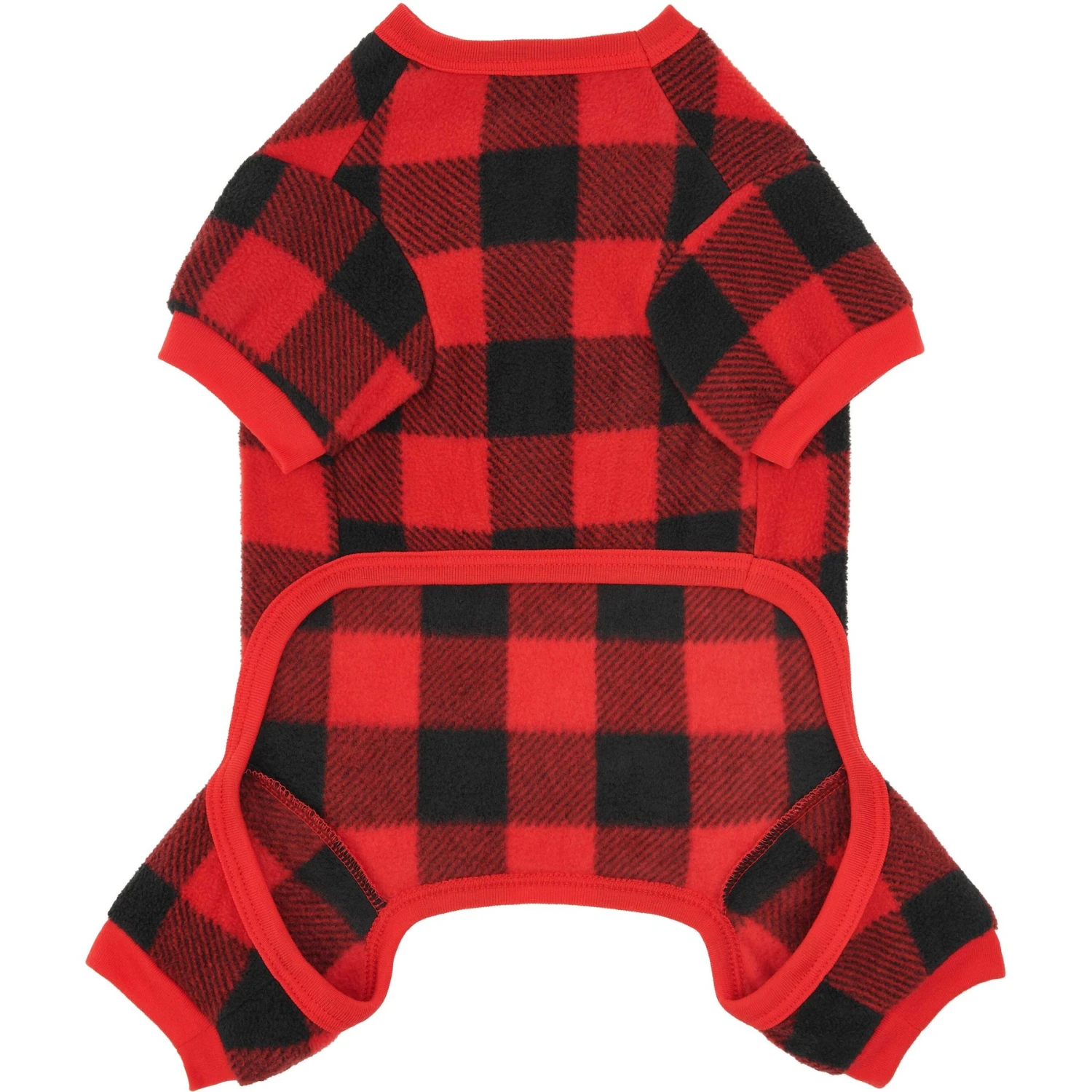 Frisco Dog & Cat Cozy Polar Fleece PJs, Red Plaid 6 Frisco Dog & Cat Cozy Polar Fleece PJs, Red Plaid - Image 4